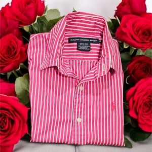 Ralph Lauren Sport Women's Striped Casual Button-up Shirt--Size 6